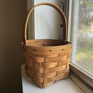Longaberger Rustic Woven Wood Handle Basket - Natural Brown
